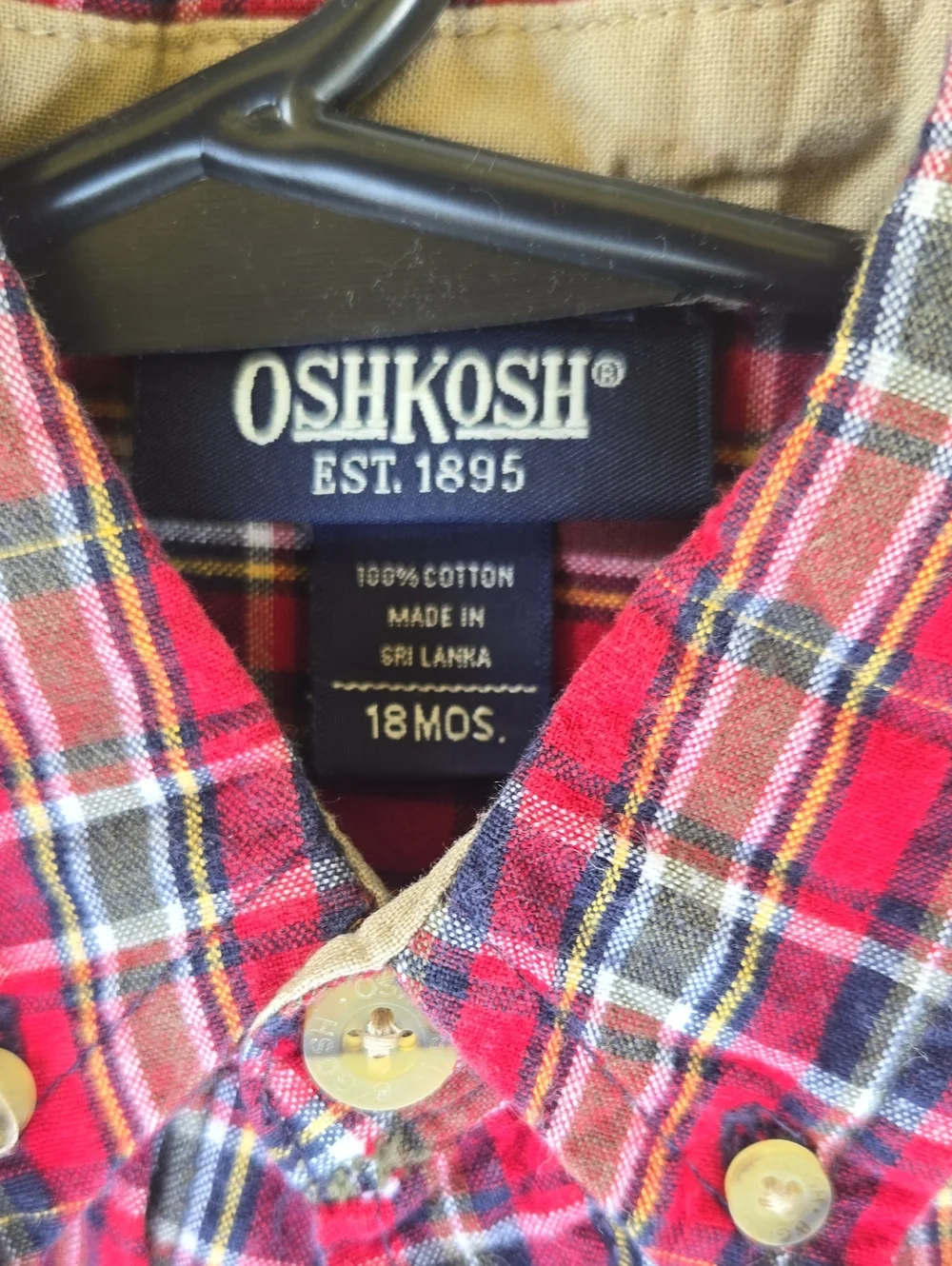 OshKosh B'gosh Red and Navy Plaid Button-Down Shirt